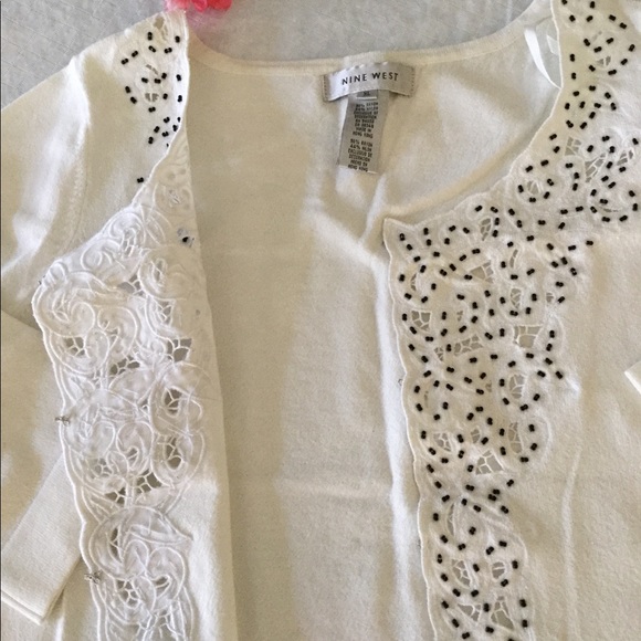 NWT Nine West Cardigan w/lace and bead detail, XL - Picture 3 of 6